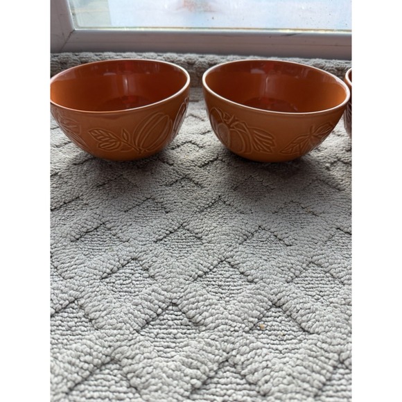 Hobby Lobby Fall 2025 Embossed Pumpkin Orange Cereal/Soup Bowls Set of 4NEW!! - Picture 2 of 14